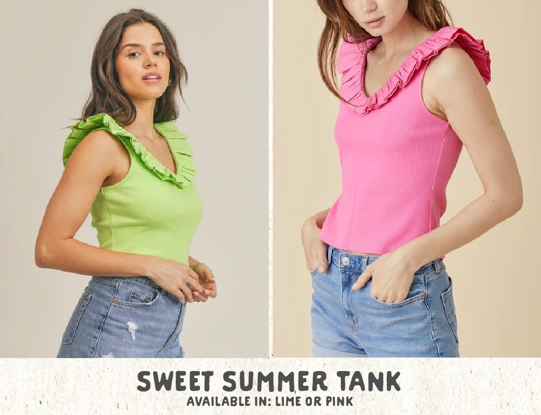  SWEET SUNHER TANK AVAILABLE IN: LIME OR PINK 