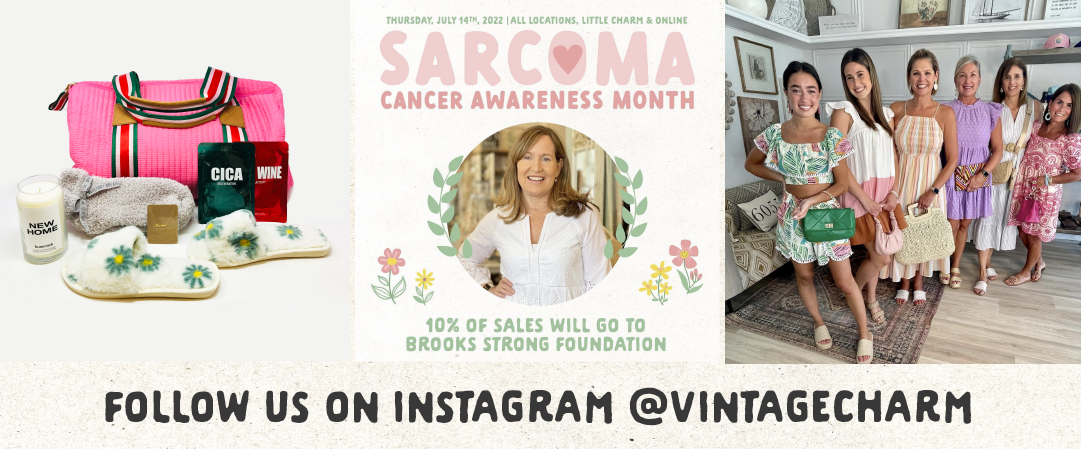  10% OF SALES WILL GO TO BROOKS STRONG FOUNDATION S FOLLOW US ON INSTAGRAM @VINTAGECHARM 